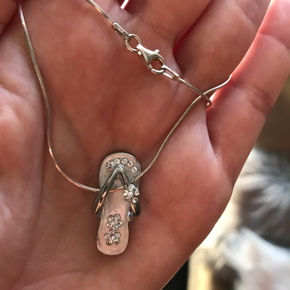 Brand new silver sandals necklace